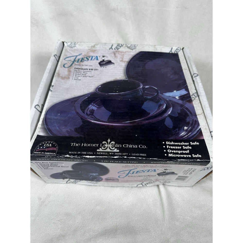 Fiestaware *Retired* Chocolate 5 Piece Place Setting Homer Laughlin USA in Box